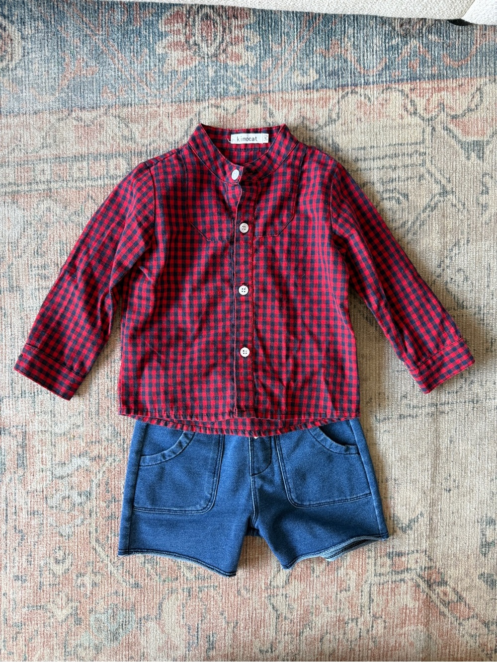 Fall Outfit: Kimicat Plaid Mandarin-Collar Shirt w/ Splendid shorts